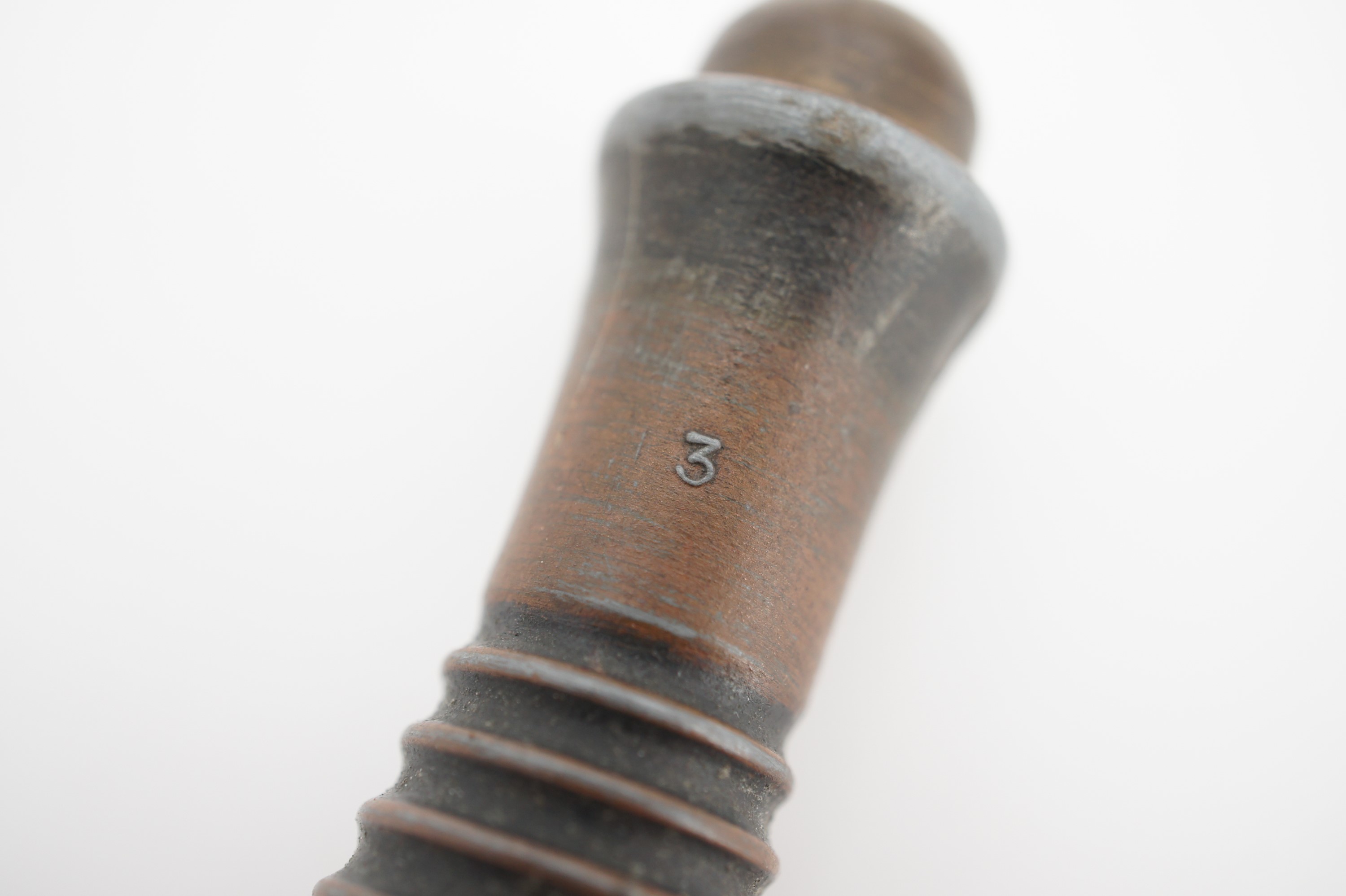 A Fairbairn Sykes / FS third pattern fighting knife, the grip bearing mould mark 3 - Image 3 of 3