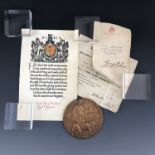 A Great War Memorial Plaque and accompanying documents pertaining to Serjeant Henry Bradshaw,