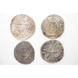 Four Plantagenet short cross silver penny coins
