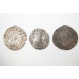Henry VIII and Elizabeth I silver Threepence coins together with an Elizabeth I silver half groat