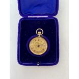 An Edwardian lady's 9ct gold fob watch, having a Swiss crown-wound pin-set movement and engraved