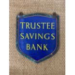 An early 20th Century pendant double-sided enamel 'Trustee Savings Bank' [ Carlisle ] sign, in