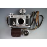 A Zeiss Ikon Contax II Rangefinder camera, chrome, serial no. C.87143, with Zeiss Sonnar 1:2 f 5cm