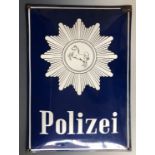 A post-War German Police / Polizie glass-enamel wall sign, 59 cm x 42 cm