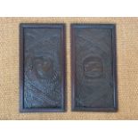 A pair of Arts and Crafts copper wall panels, each beaten and chased with interlaced ribbons