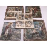 Five Victorian printed Biblical scene jigsaw puzzles, approx 25 cm