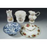 Boxed Royal Albert 'Old Country Rose' cake plate and leaf dish, Aynsley 'Somerset' vase and jug,