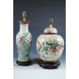 Two Chinese ceramic table lamps (a/f)