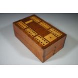 A parquetry folding cribbage board and De La Rue playing cards