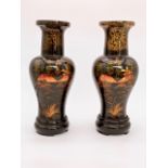 A pair of Chinese lacquer vases