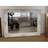 A large contemporary bevel-edged "French Antique" style wall mirror, 92 x 122 cm