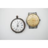 A Victorian lady's fob watch in a white-metal case, stamped 925, (a/f), together with a gentleman'