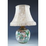 A Chinese famille verte table lamp