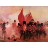 Three large framed Crimean War / British military fine art prints, largest 100 x 75 cm