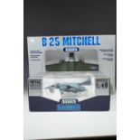 Two boxed replica aeroplanes 1:48 scale Harrier and B25 Mitchell