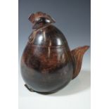 A bronzed box in the form of a stylized cockerel, 12 cm