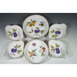 Two Royal Worcester "Evesham" ware flan dishes and four bowls