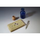 An embroidered sewing needle case, and silver-plated propelling pencil etc