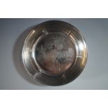 A vintage Cavalier electroplate dish depicting Disney's Mickey Mouse, Donald Duck and Goofy