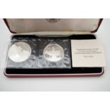 A cased set of two Sedlabanki Islands (The National Bank of Iceland) white-metal coins commemorating