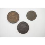 An 1812 Union Copper Company one penny coin and two other tokens