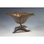 An Art Nouveau style bronzed lotus bowl, 27 cm diameter x 27 cm high