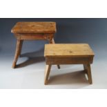 Two antique milking stools