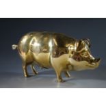A brass piggy bank