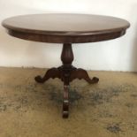 A Victorian mahogany snap top breakfast table, 110 cm diameter x 78 cm high