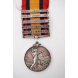 A Queen's South Africa medal with five clasps to 2250 3rd Tpr J Clarke, South African