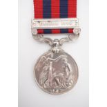 An India General Service medal with Hazara 1888 clasp engraved to ***** Pte H Taylor, 2d Bn R Suss