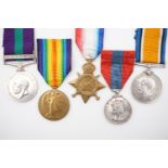 1914-15 Star, British War and Victory medals with George V General Service medal (Iraq) and QEII