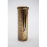 An early George V silver gilt lipstick holder, with rhombus slider, guilloche decoration, and an