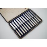 A cased set of twelve George V silver handled tea knives, Harrison Brothers, Sheffield, 1920 and