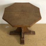 A Robert "Mouseman" Thompson of Kilburn carved oak octagonal lamp or coffee table, 50 cm x 46 cm