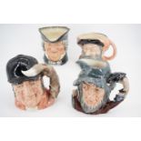 Four large Royal Doulton character jugs comprising Falstaff C6287, Parson Brown, Gone Away D6531,