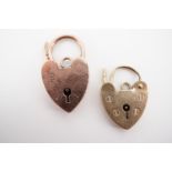 Two 9ct gold heart-shaped padlock clasps, 5.1g (not functioning)