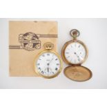 A gentleman's rolled-gold hunter pocket watch, in original box, together one other Smiths open faced