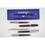 Vintage pens, including a Parker 51 fountain pen, Sheaffer ball point, Parker ball point and