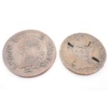 A Napoleonic French copper coin and a Louis XVI 1783 1 Sol