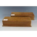 Two oak table boxes, circa 1930-1950, 28cm.