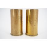 Two small Second World War brass trench art shell case vases