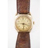 A 1930s Ingersoll Elite wrist watch in rolled-gold case, case 25 mm excluding lugs, (over-wound)