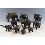 A quantity of elephant figurines