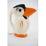 A Czechoslovakian Art Deco jug by Ditmar Urbach, in the form of a toucan, 15 cm