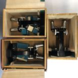 Three Opax binocular microscopes