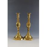A pair of Victorian "Diamond Princess" brass candlesticks
