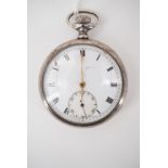 A silver "Terminus" crown-wound pocket watch