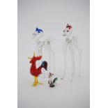 Four vintage Murano style glass animals