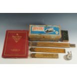 Collectors' items including a boxed "Juneero" patent multi-purpose tool, folding rulers /